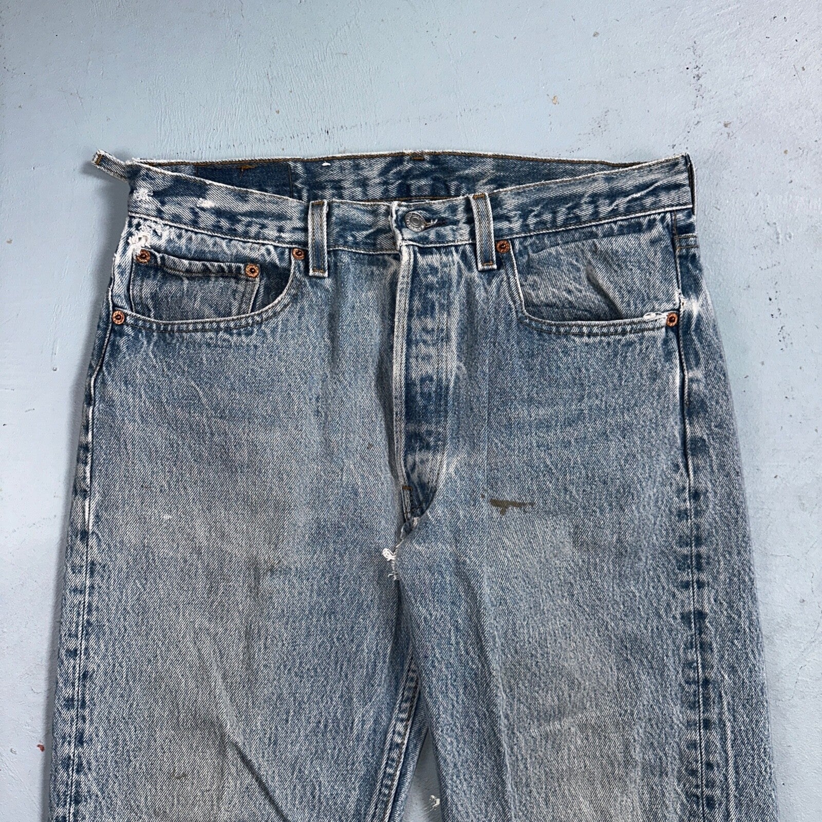 Levis 501 Vintage 90s USA XX Straight Leg Jeans 33x36 Light Wash Act 30x30
