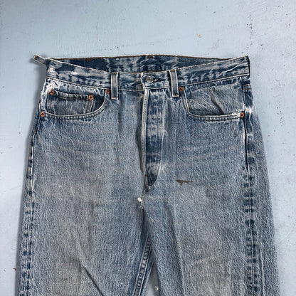 Levis 501 Vintage 90s USA XX Straight Leg Jeans 33x36 Light Wash Act 30x30