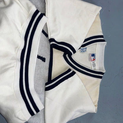 VTG NWT 90s New York Yankees Cliff Engle Knit White Baseball Sweater Mens XL USA