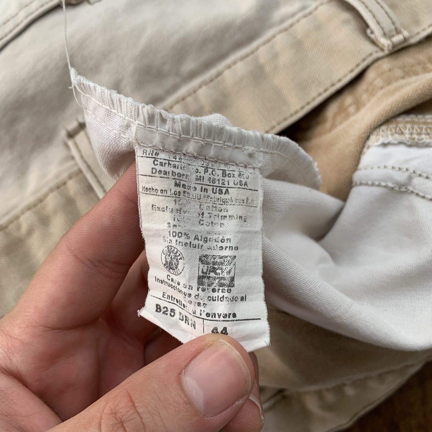 Vintage USA Made Carhartt Men's Thrashed Canvas Carpenter Shorts 90s Double Knee