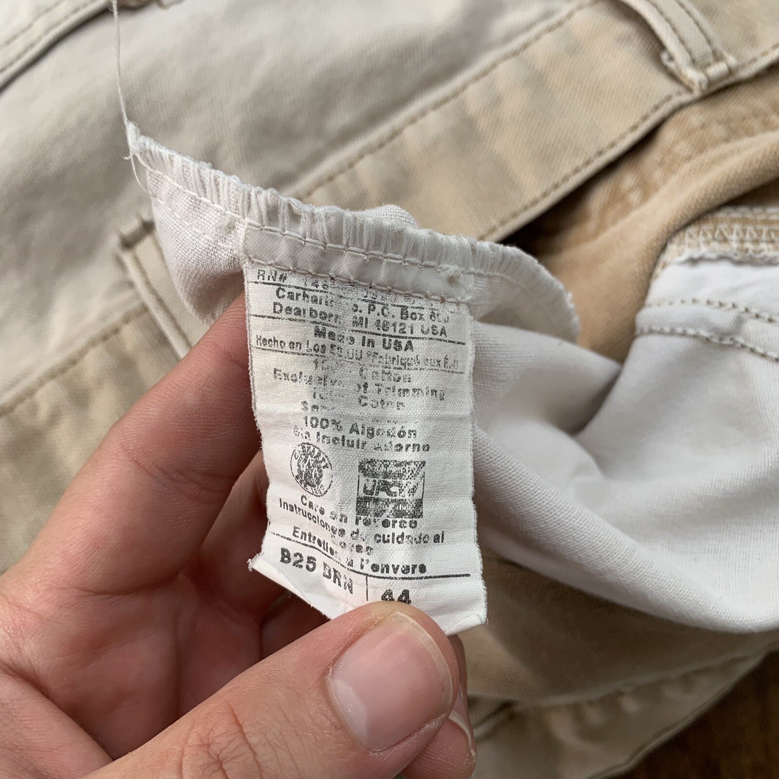 Vintage USA Made Carhartt Men's Thrashed Canvas Carpenter Shorts 90s Double Knee