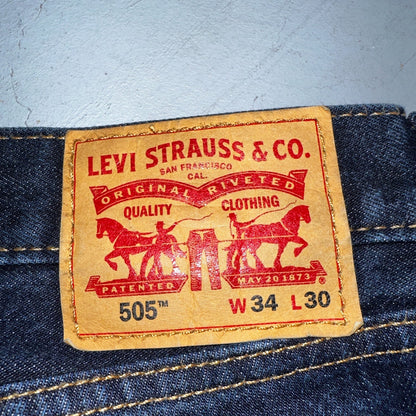Levis 505 Vintage Y2K Straight Leg XX 2000s Jeans 34x30 Dark Wash Denim