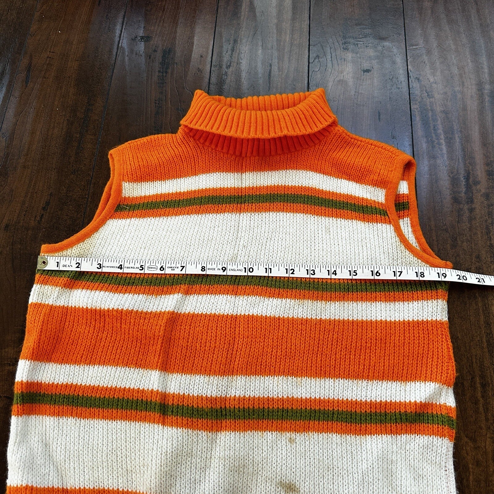 Sweater Vest Vintage Rockabilly Orange 1960s 60s Stripe 70s Rare Hipster