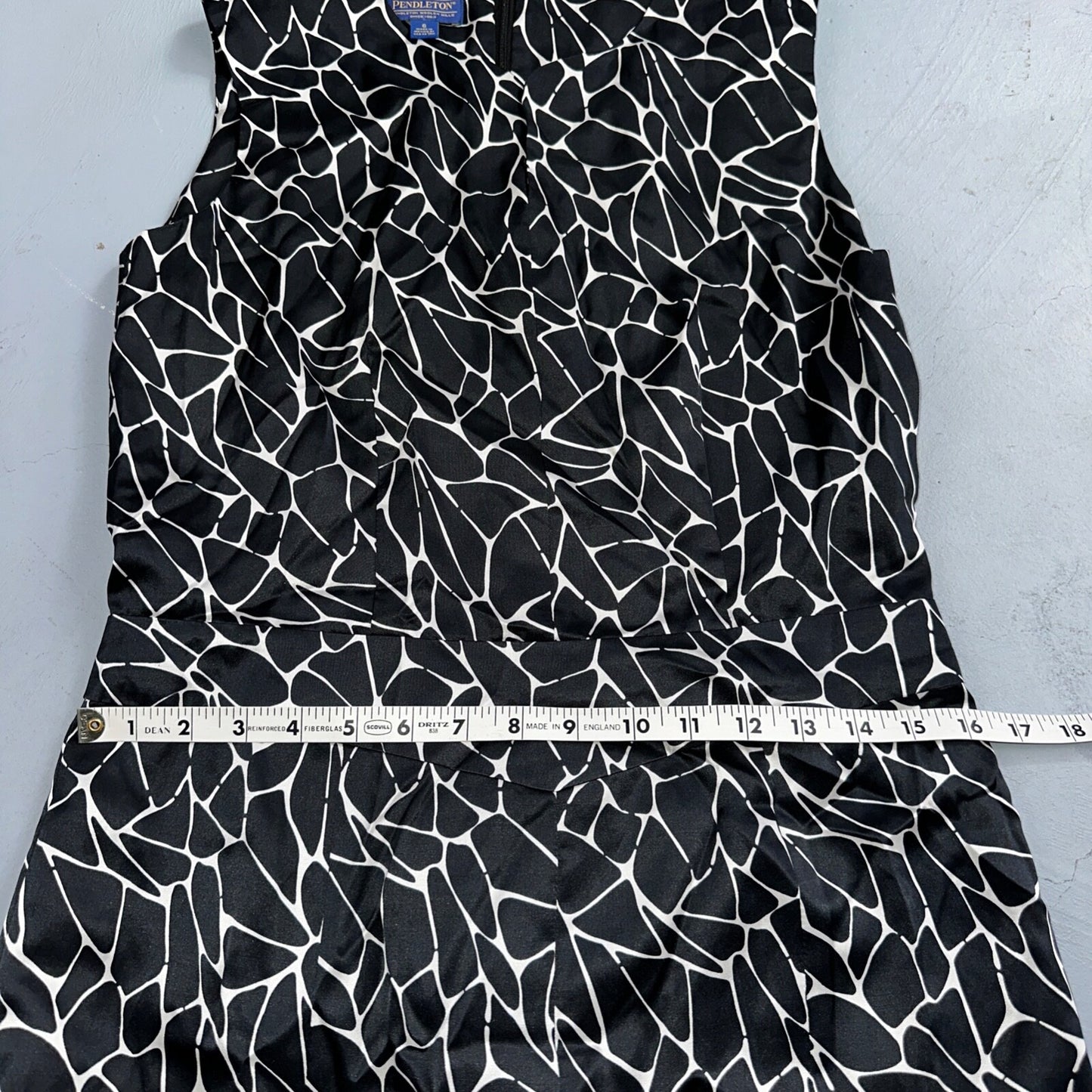 Pendleton Women's Size 6 Silk Blend Sleeveless Black White Fit N Flare Dress