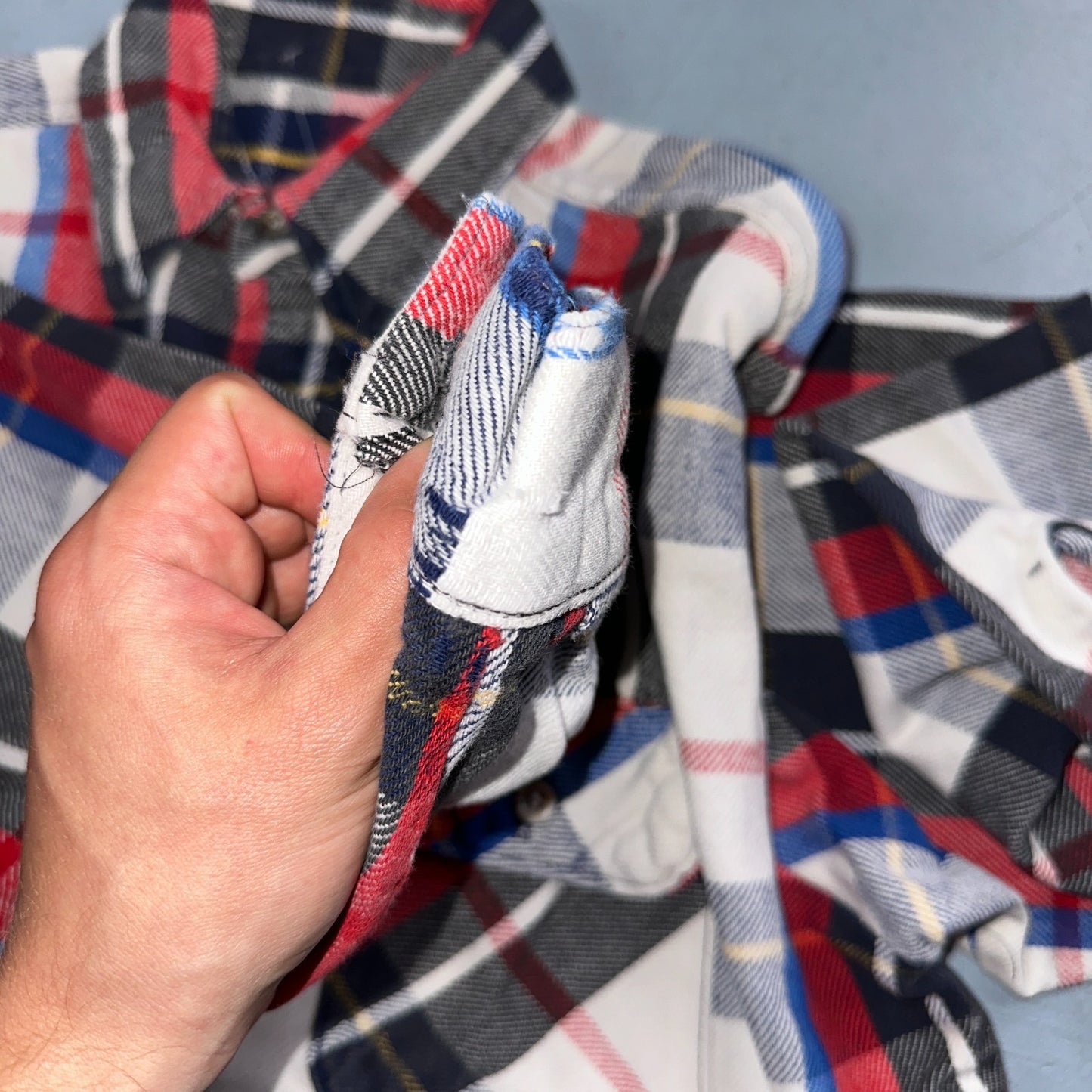 Vintage Five Brother Shirt Mens L Plaid Flannel Made in Black Red 1970s 70s