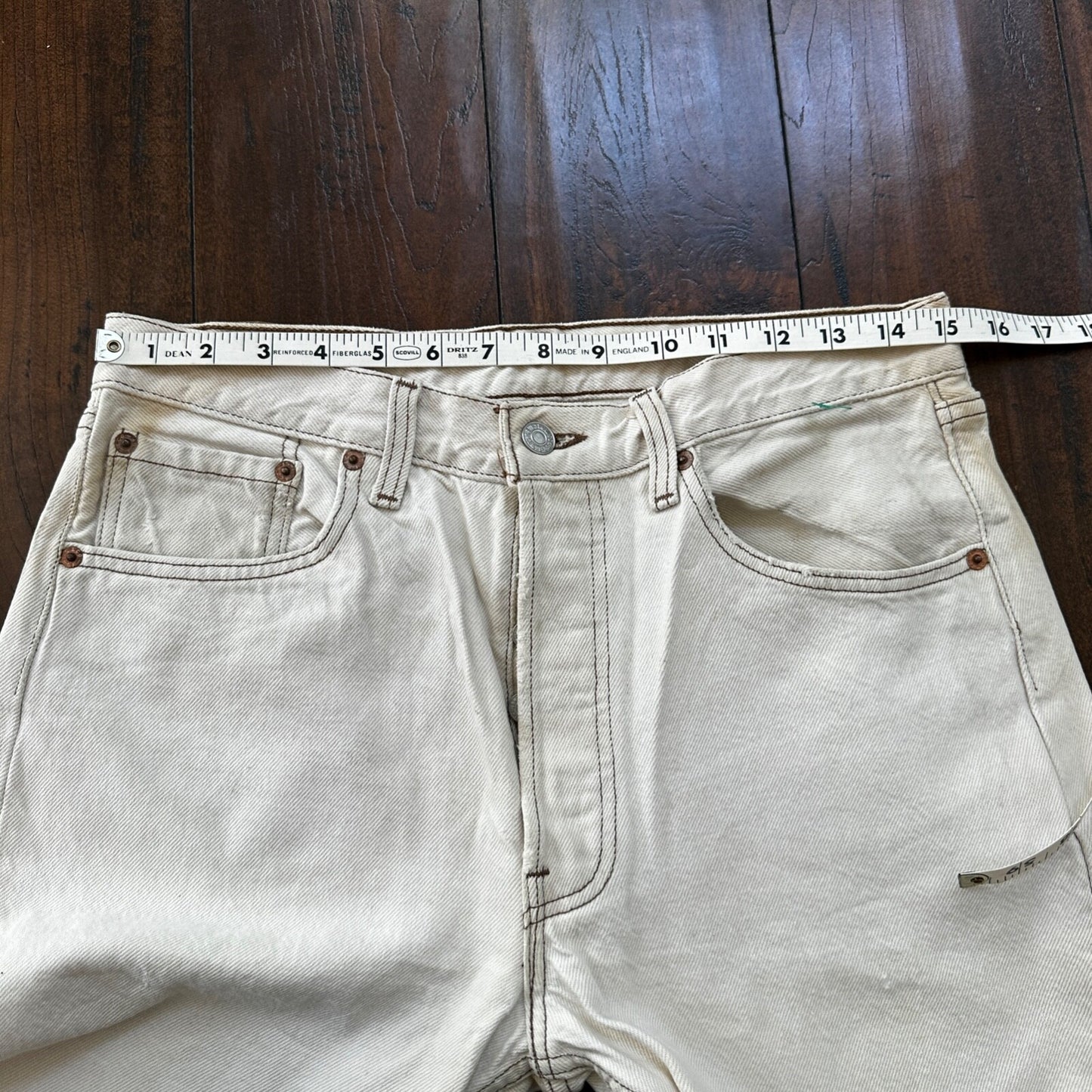 VTG 90s Levis 501 Button Fly 32x32 USA Tag Jeans Straight Wash White Act 30x31