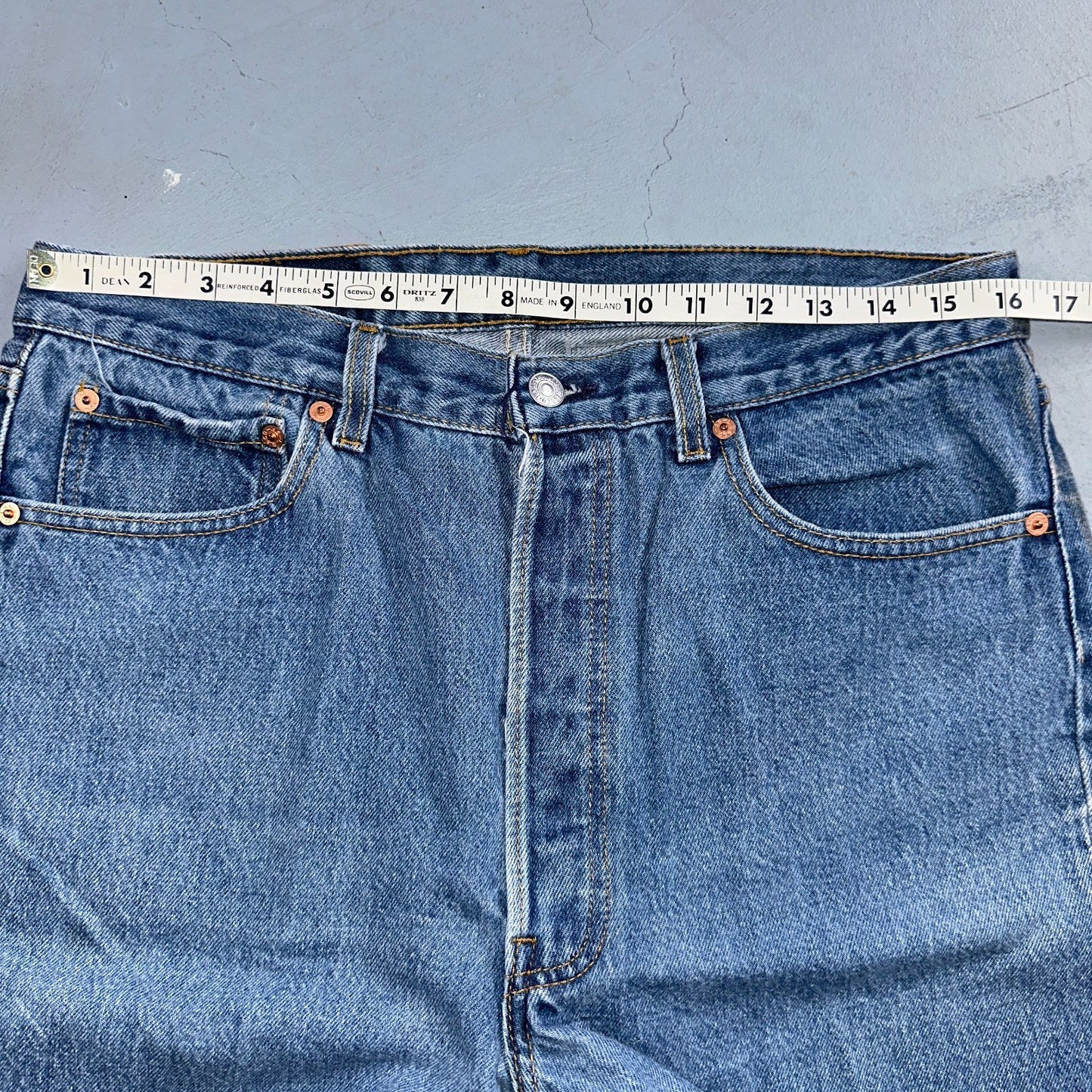 Levis 501 Vintage 90s USA XX Straight Leg Jeans Blue Med Wash 36x32 Act 32x28