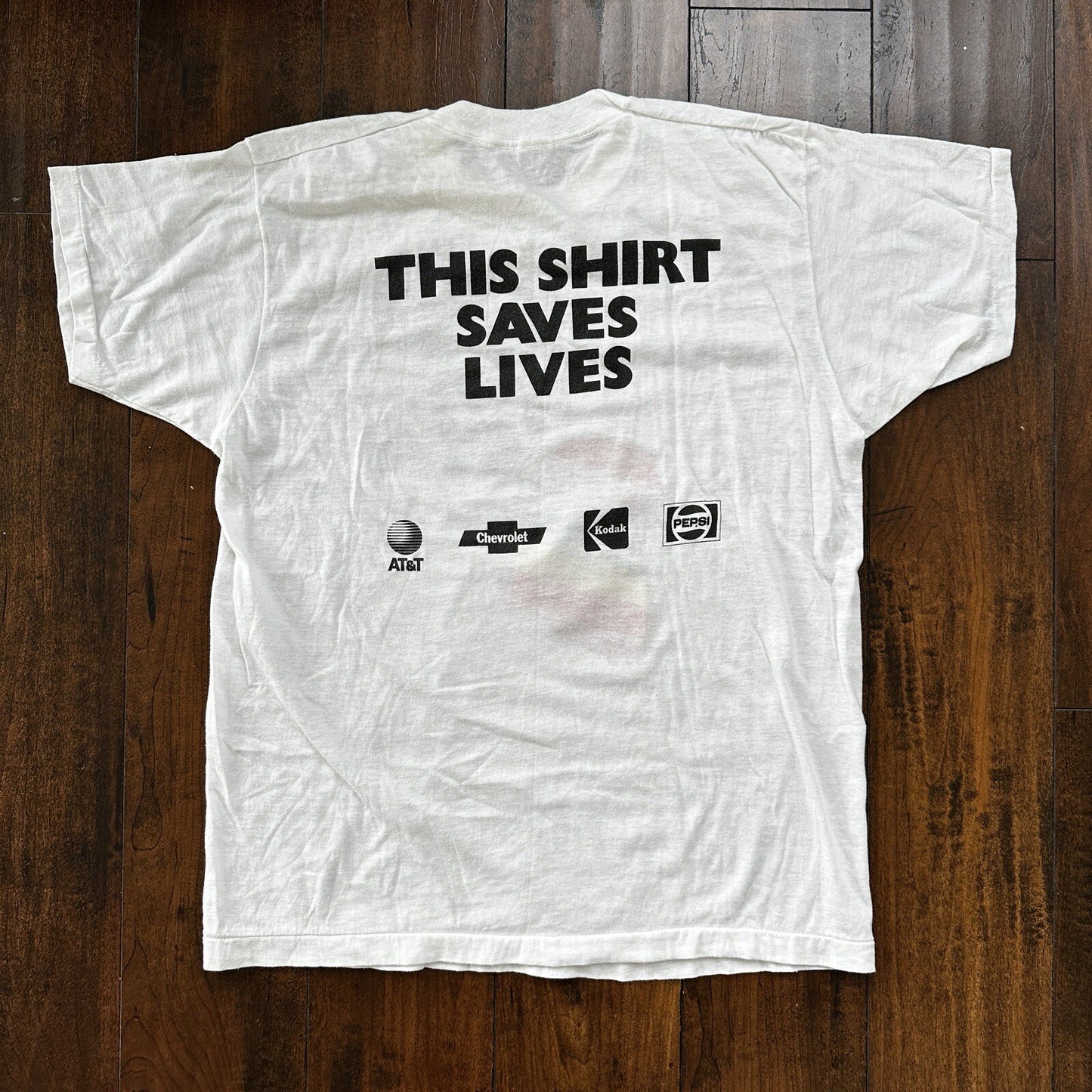 Vintage 1985 Live Aid T Shirt White Queen Freddie Mercury Saves Lives 80s