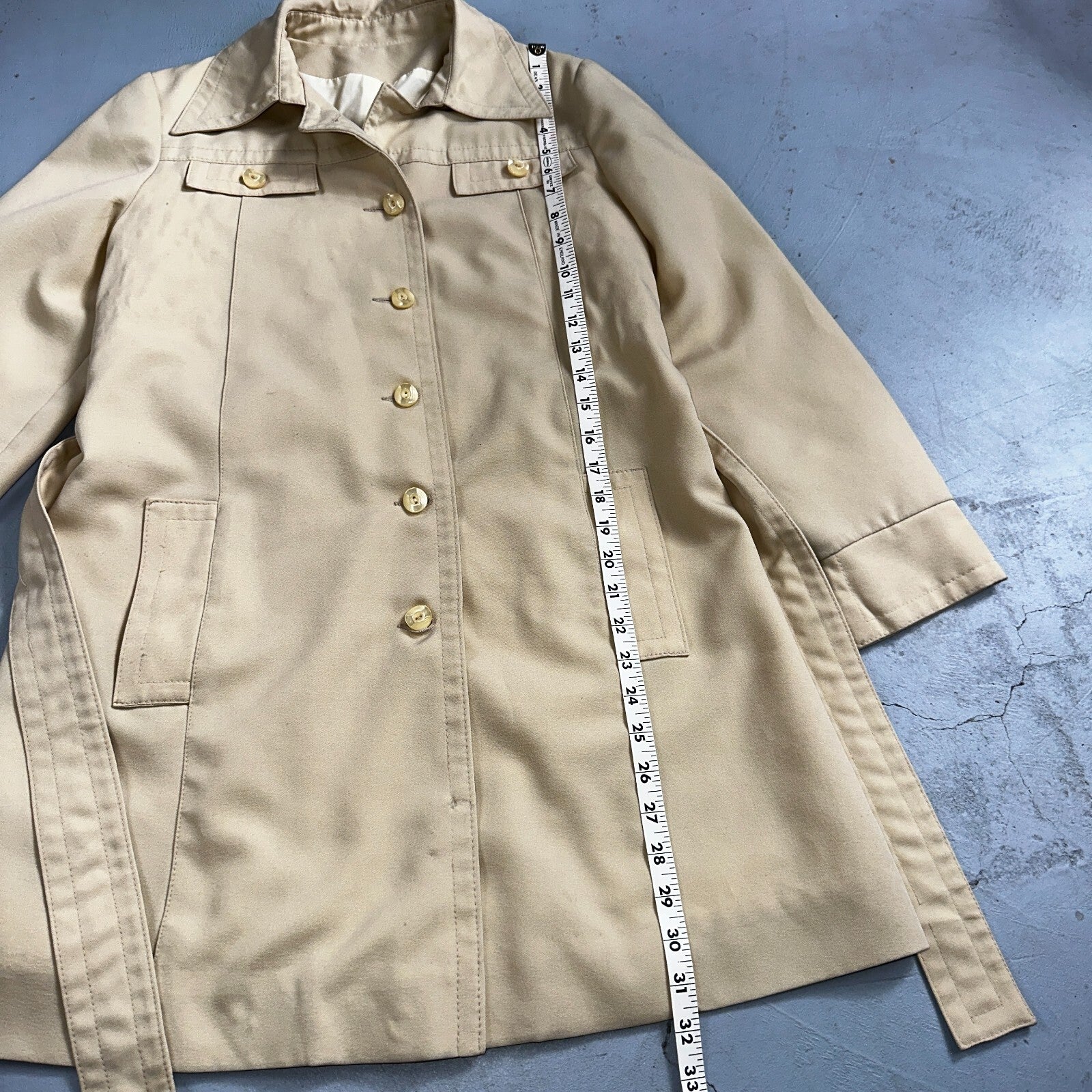 Puget Sounder Beige Canvas Belted Trench Coat Rockabilly 1960s 60s Womens