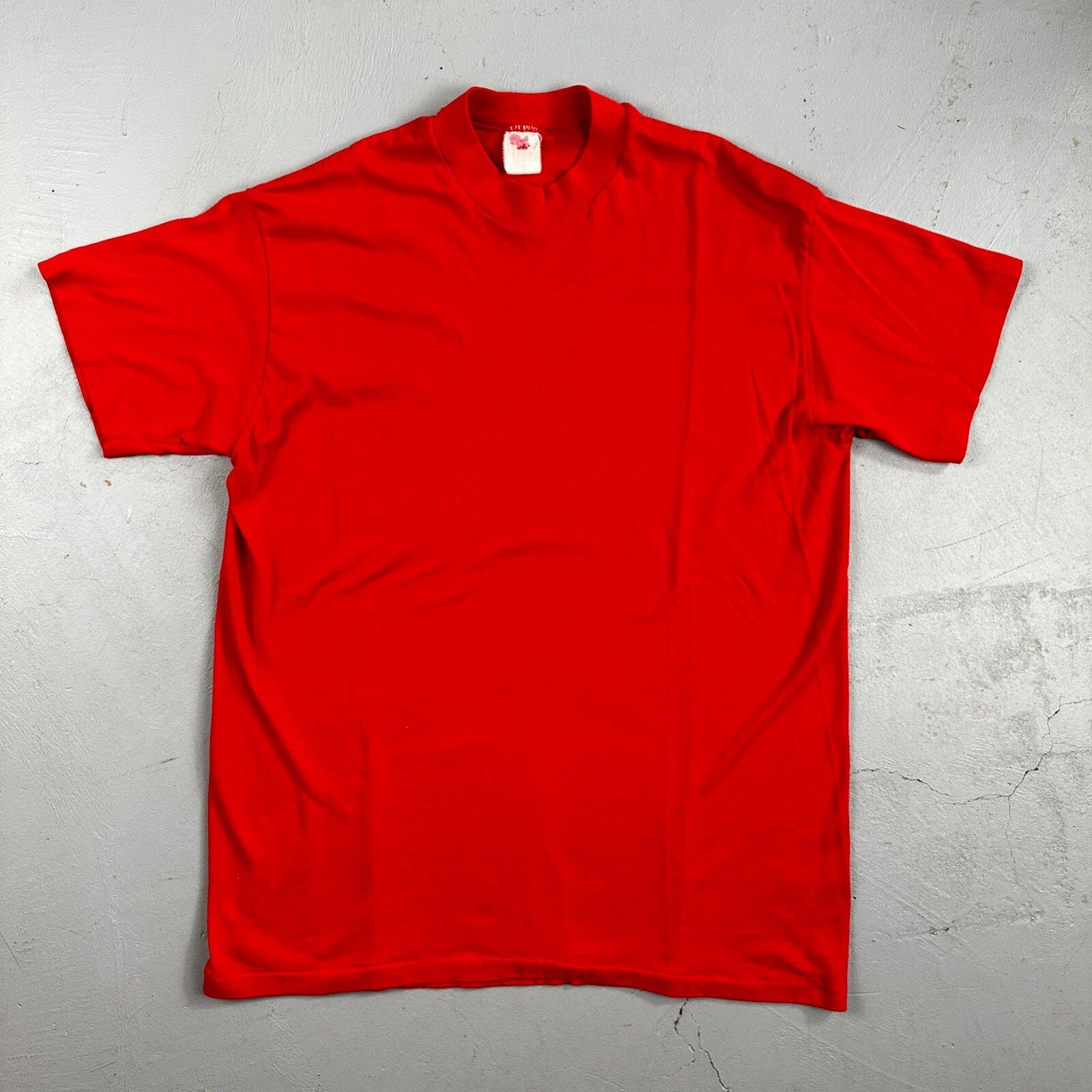 1970s USA VTG T Shirt Red No Print Lot 1 Single Stitch Basic Tee Simple