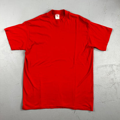 1970s USA VTG T Shirt Red No Print Lot 1 Single Stitch Basic Tee Simple