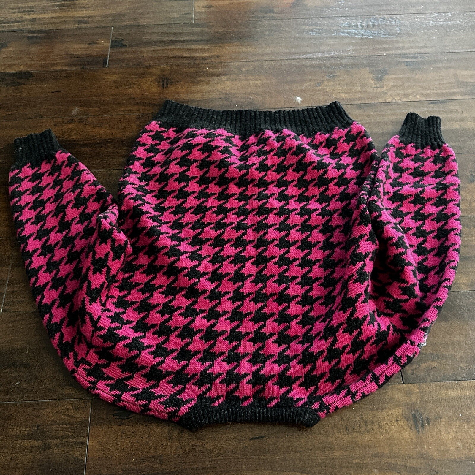 Nordstrom Vtg Brass Plum Womens Shetland Wool Aztec Knit Sweater Rockabilly 80s