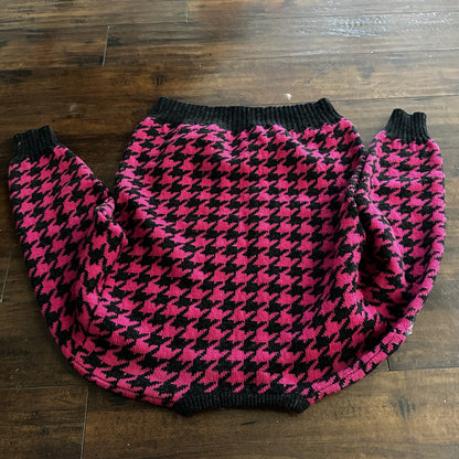 Nordstrom Vtg Brass Plum Womens Shetland Wool Aztec Knit Sweater Rockabilly 80s