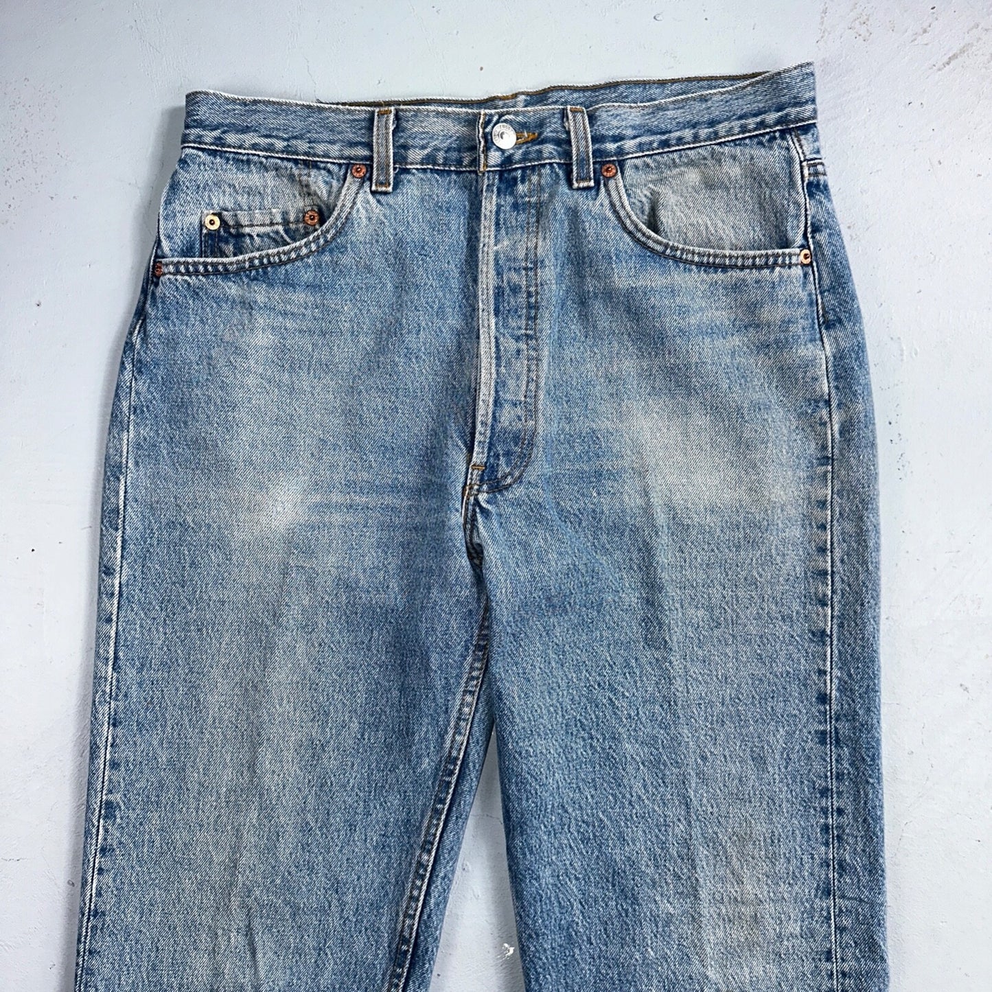 Levis 501 Vintage 90s USA XX Straight Leg Jeans Blue Light Wash 34x36 Act 32x35