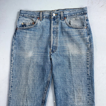 Levis 501 Vintage 90s USA XX Straight Leg Jeans Blue Light Wash 34x36 Act 32x35