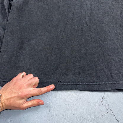 Faded Black Long Sleeve Y2K VTG T Shirt 2000s AAA Thrashed Cool Blank Tee Rips