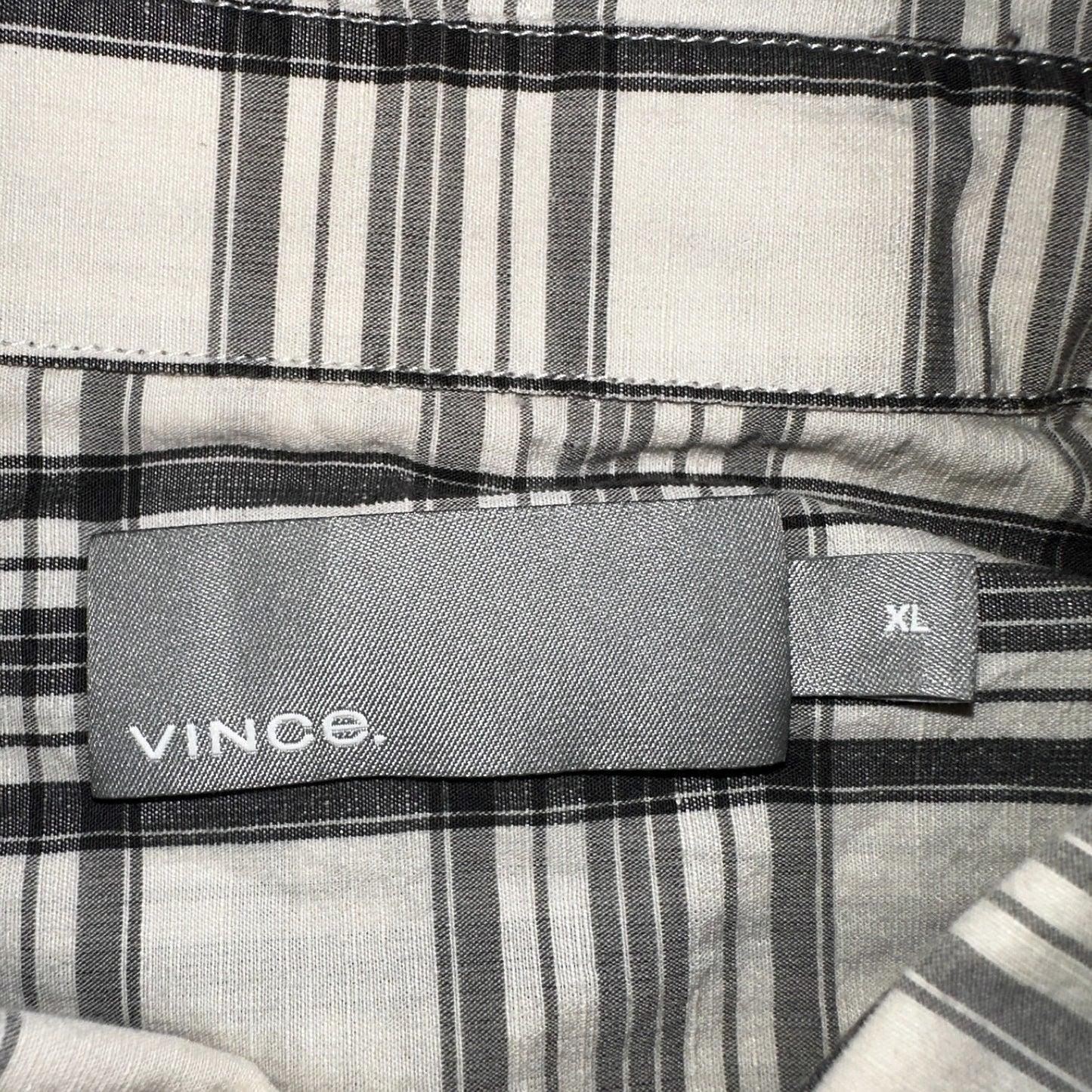 Vince Men’s Sz XL Plaid Sport Shirt Linen Blend Long Sleeve Button Down