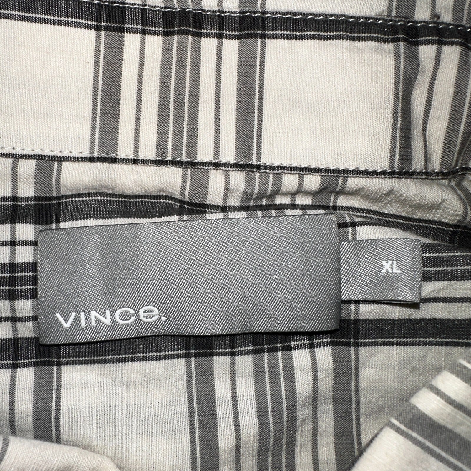 Vince Men’s Sz XL Plaid Sport Shirt Linen Blend Long Sleeve Button Down