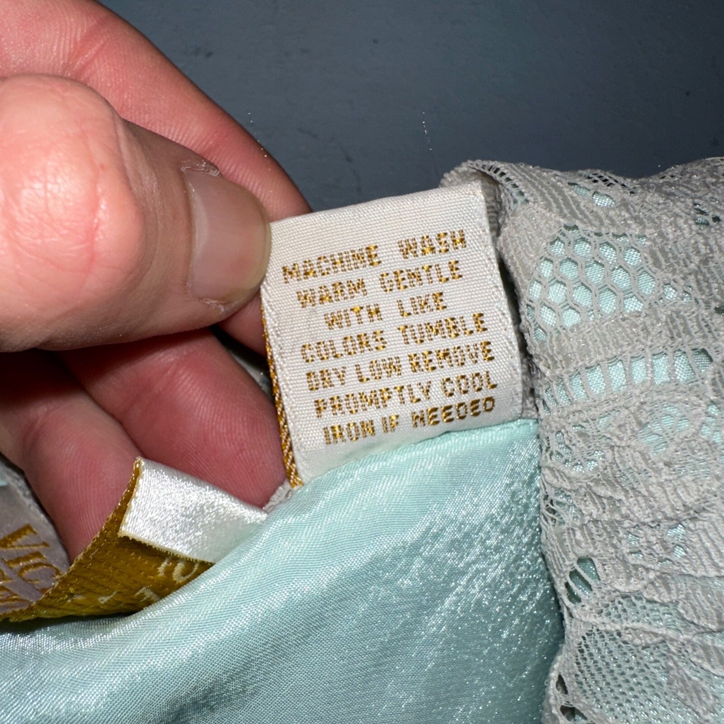 Vintage Victoria’s Secret Green Mint Satin Button Pajama Shirt Dress S 1990s