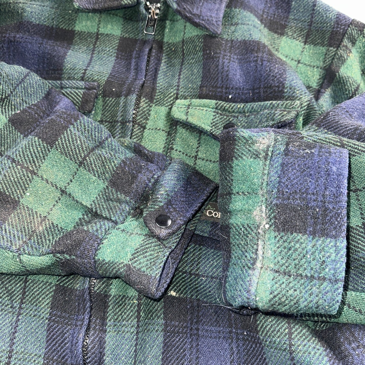 Vintage Codet Mens Shirt Jacket Plaid Blue Green Mackinaw Wool Shacket Size L