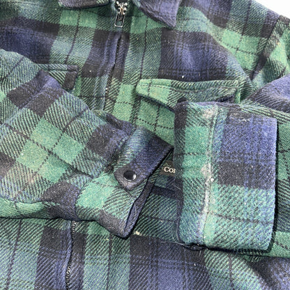 Vintage Codet Mens Shirt Jacket Plaid Blue Green Mackinaw Wool Shacket Size L