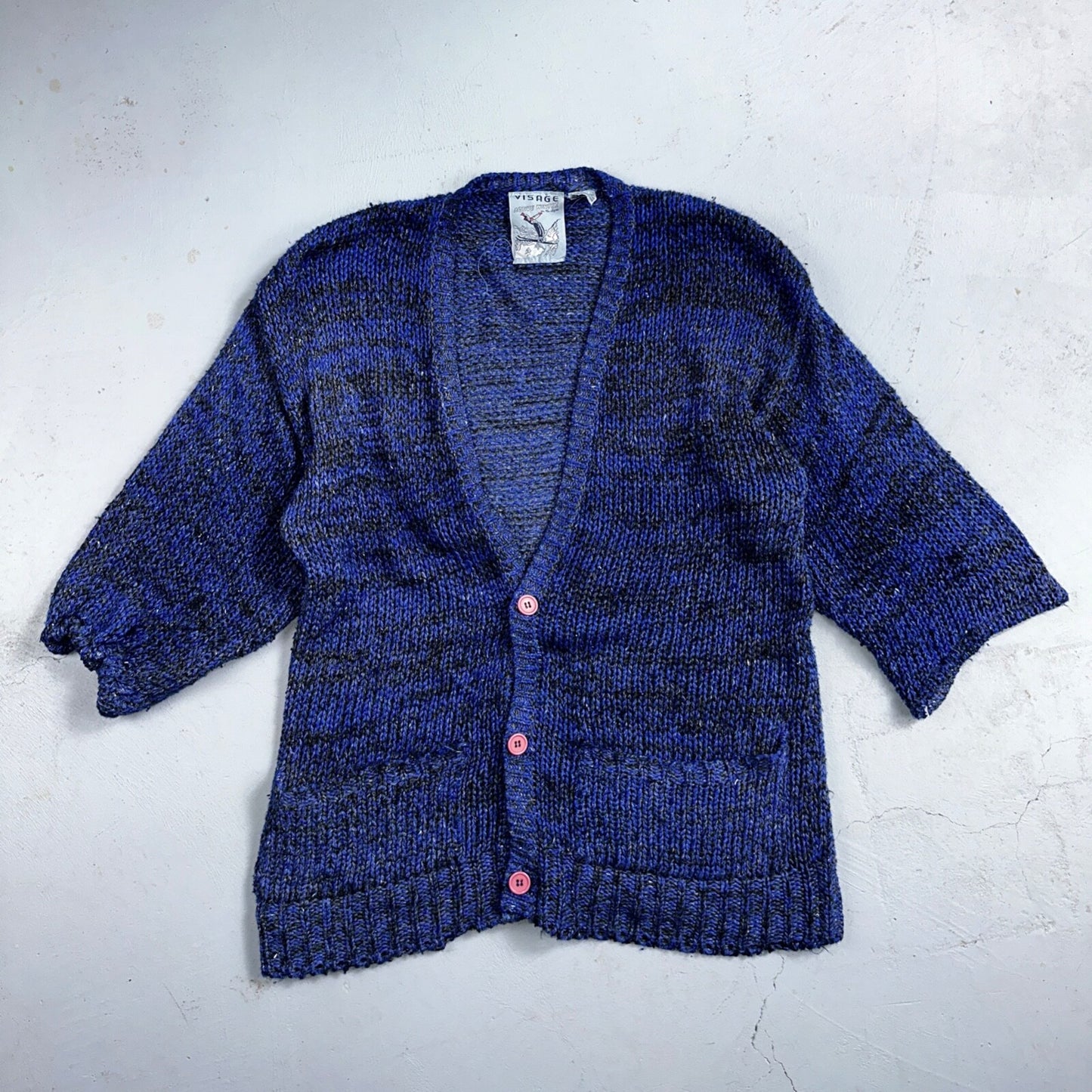 Visage Winter Womans Cardigan Knit Sweater Cozy 80s Active Winter Ramie Purple