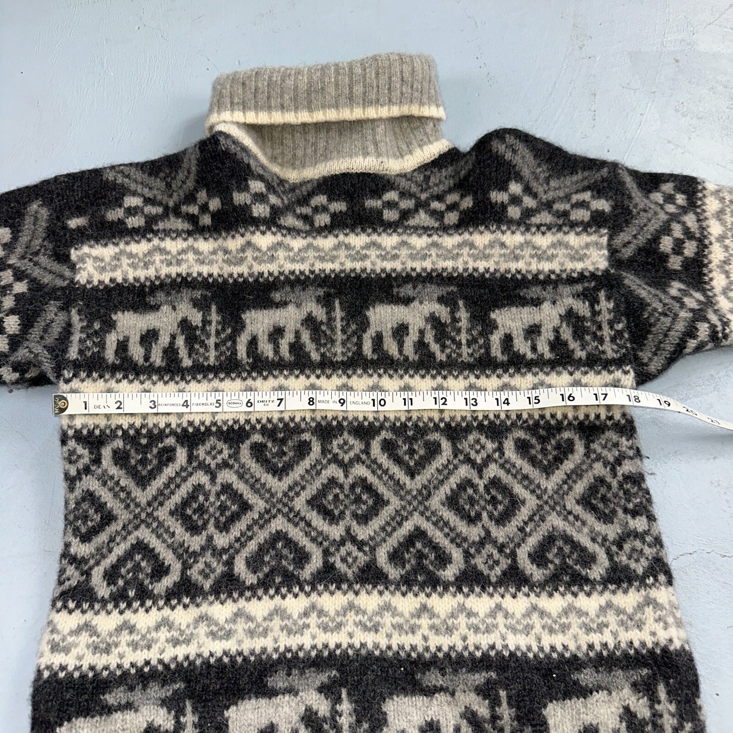 Eddie Bauer Vintage 1992 Wool Turtleneck Fair Isle Pullover Sweater L Womens