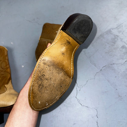 Acme Womens Vintage Brown Leather Western Stacked Heel Cowboy Boots Size 8C