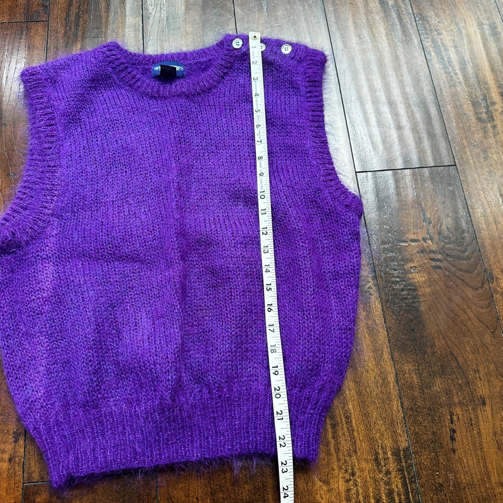 Vintage Purple 80s Sweater Mens L Mohair Vest Geometric Hippie Boho Wool
