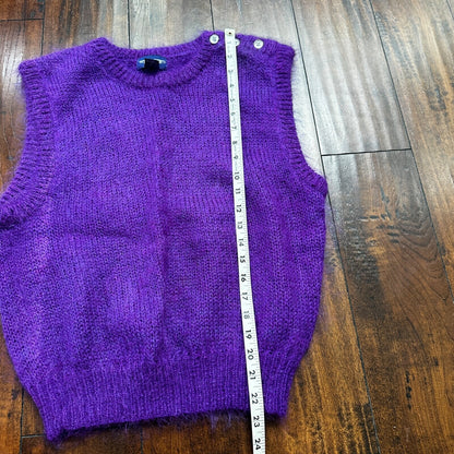 Vintage Purple 80s Sweater Mens L Mohair Vest Geometric Hippie Boho Wool