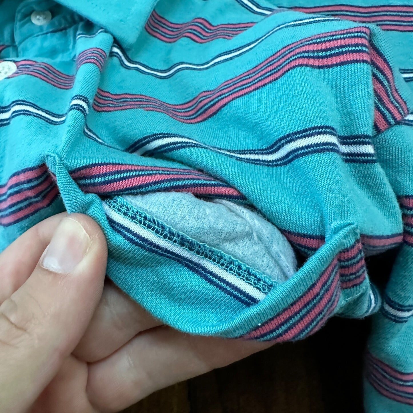 Teal Blue Pink Polo VTG T Shirt Single Stitch Basic 1980s 80s Preppy Vibe