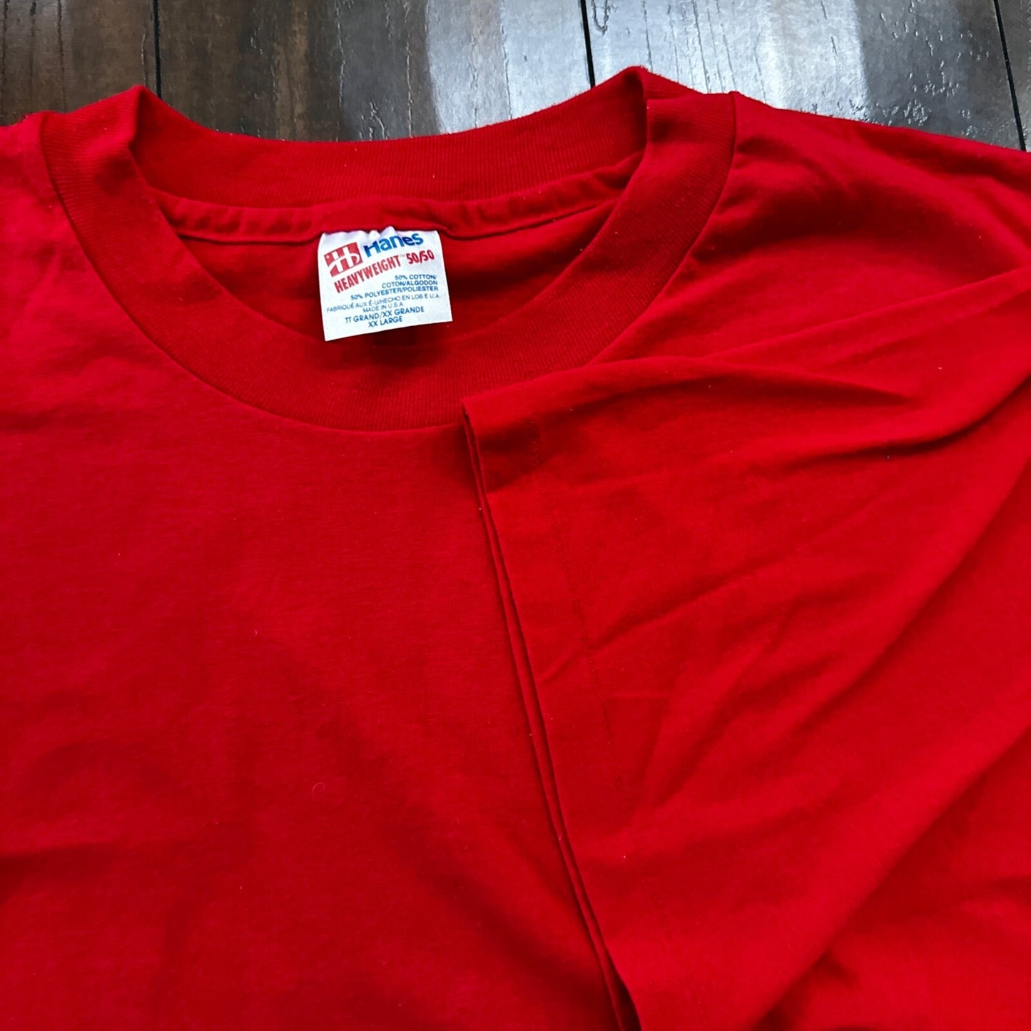 Hanes Blank Red 80s 90s VTG T Shirt Simple Basic Essential Single Stitch Lot Rap