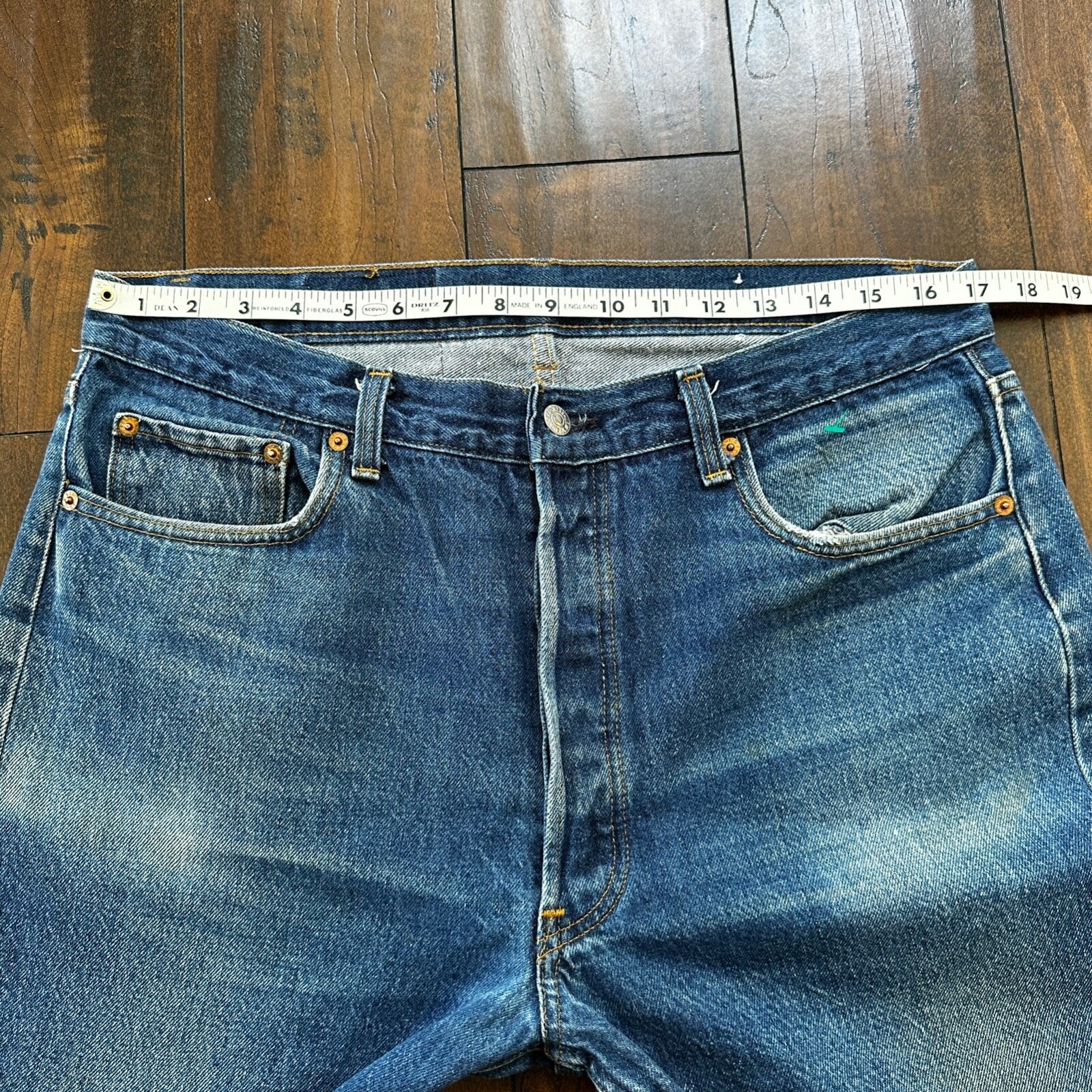 VTG 80s Levis 501 Button Fly 38x36 USA Tag Jeans Straight Wash Blue XX Act 34x31