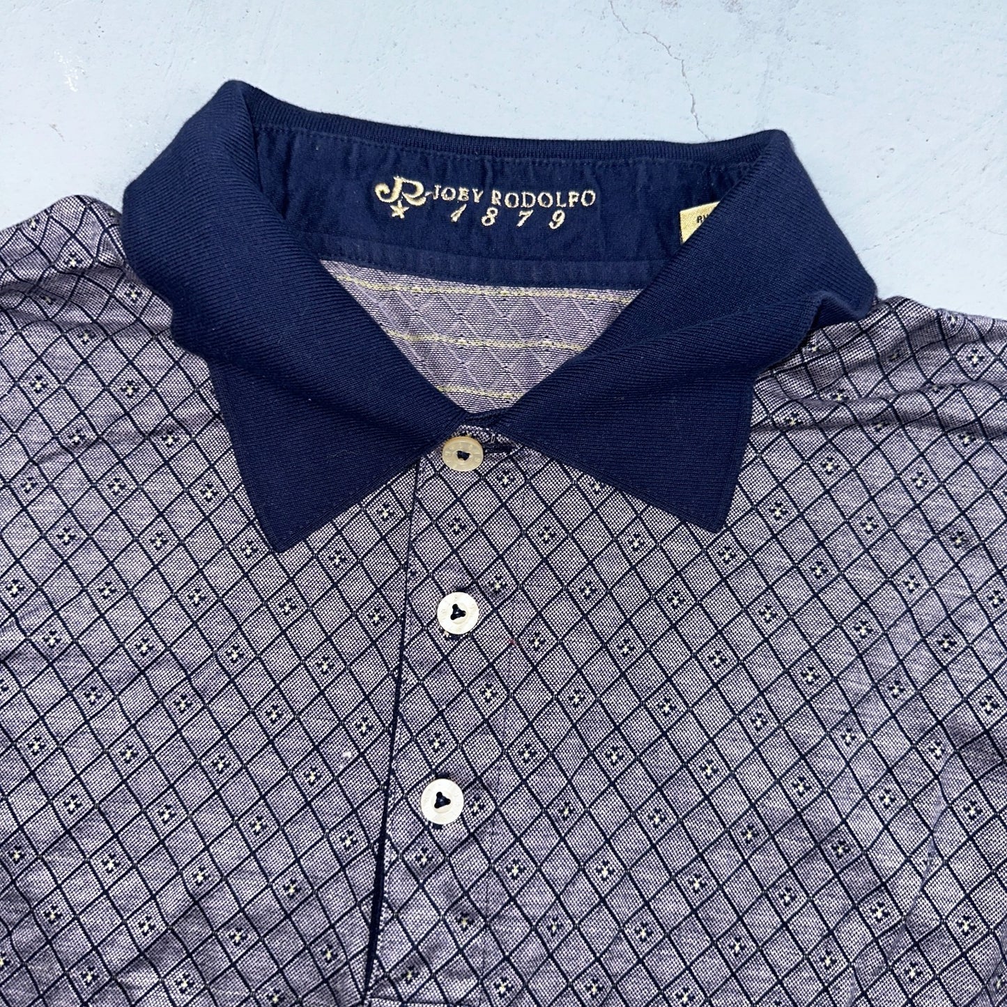 Joey Rodolfo 1879 Men's 2XL Short Sleeve Royal Blue Hokulia Striped Golf Shirt