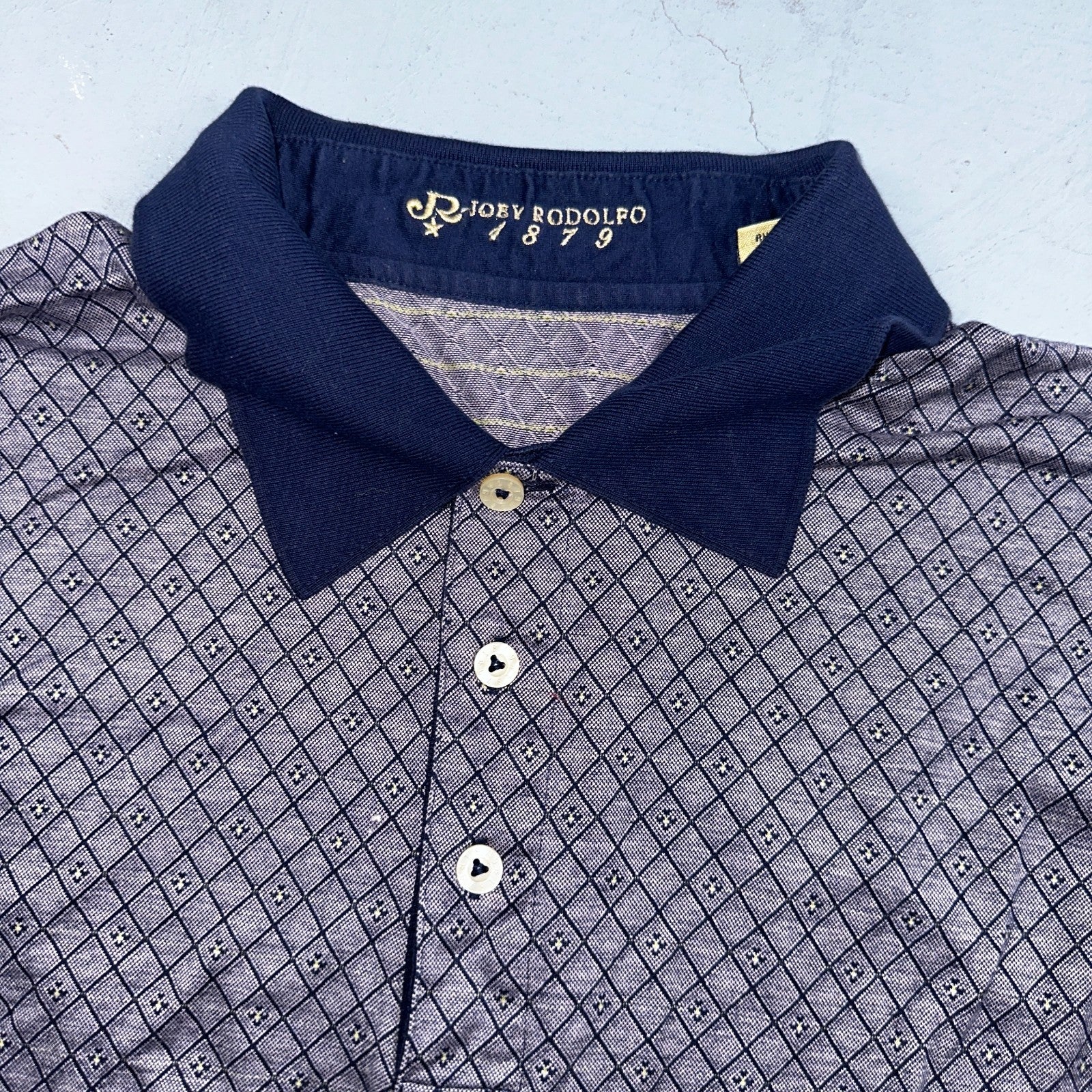 Joey Rodolfo 1879 Men's 2XL Short Sleeve Royal Blue Hokulia Striped Golf Shirt