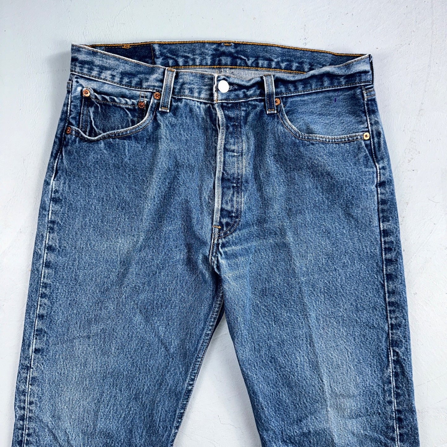Levis 501 Vintage 90s USA XX Straight Leg Jeans Blue Med Wash 35x34 Act 33x30