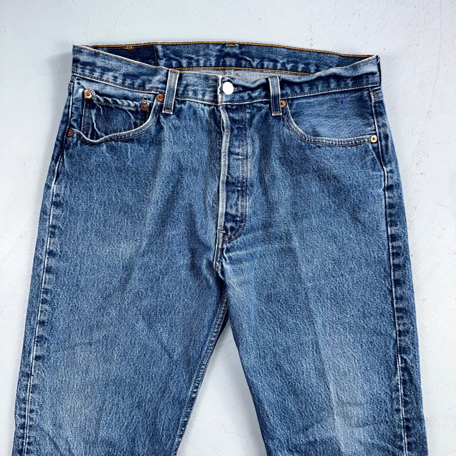 Levis 501 Vintage 90s USA XX Straight Leg Jeans Blue Med Wash 35x34 Act 33x30