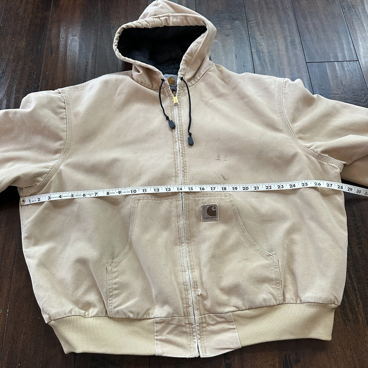 VTG 90s Carhartt Hooded Quilted Lined Tan Duck Canvas Jacket JQ295 2XL