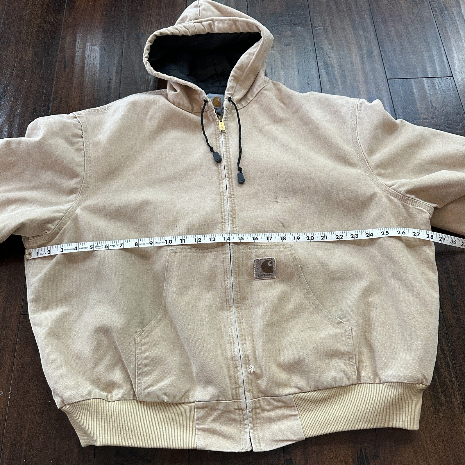 VTG 90s Carhartt Hooded Quilted Lined Tan Duck Canvas Jacket JQ295 2XL