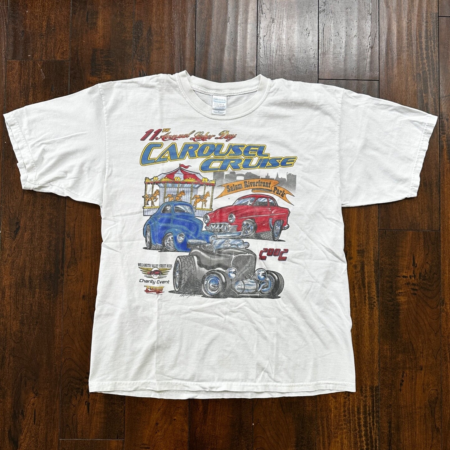 Carousel Cruise Cars 2002 VTG T Shirt Nascar Racing Old Antique Salem Riverfront