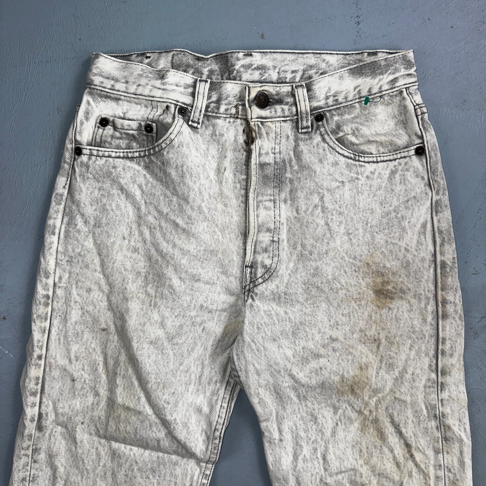 Levis 501 Vintage 80s USA XX Straight Leg Jeans Gray Acid Wash 29x36 Act 28x34