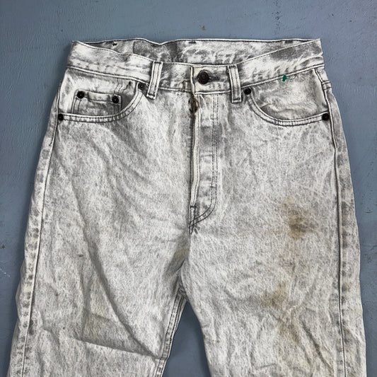 Levis 501 Vintage 80s USA XX Straight Leg Jeans Gray Acid Wash 29x36 Act 28x34