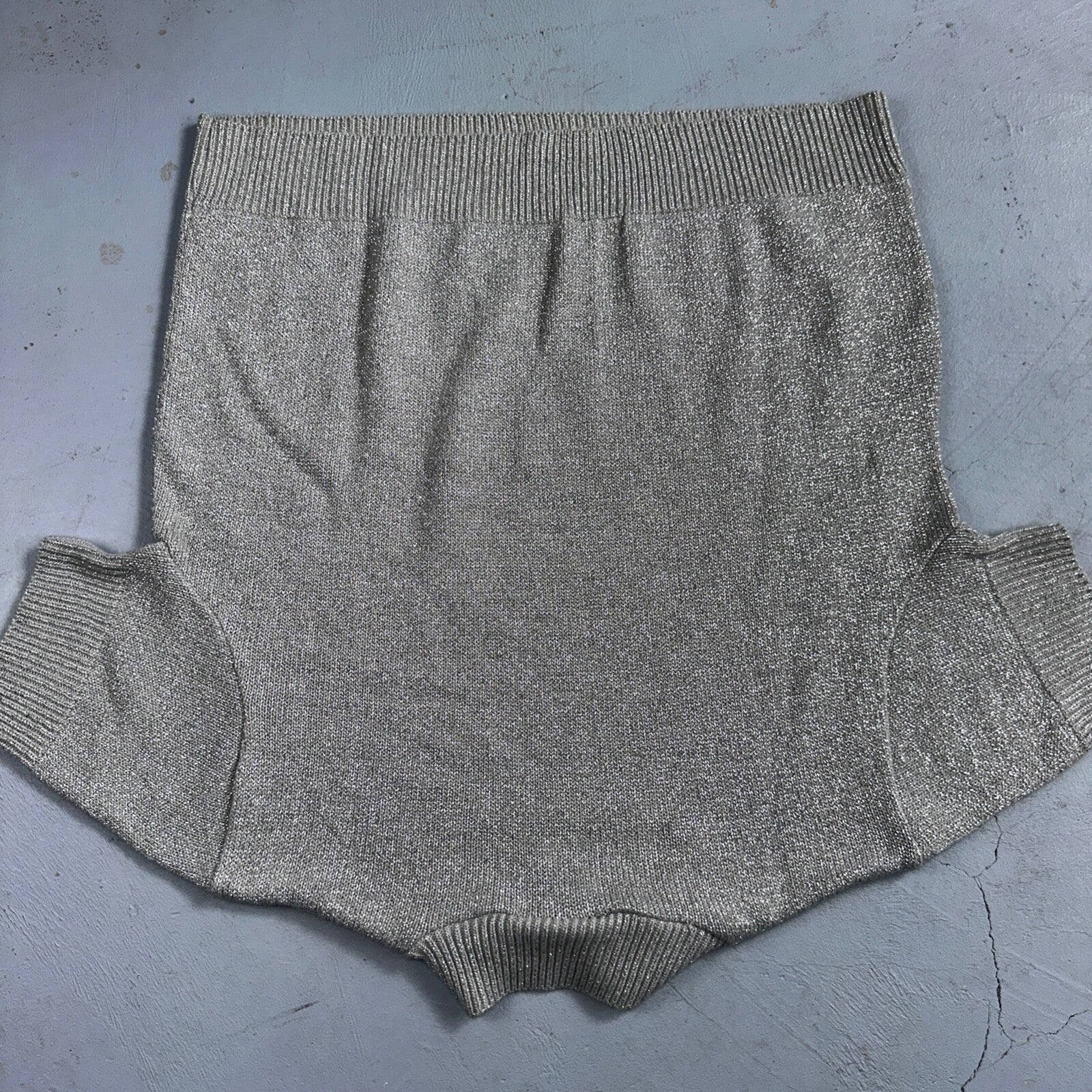 BFA Classics Womens Knit Short Sleeve Sweater Size Small Silver Sparkly Cute