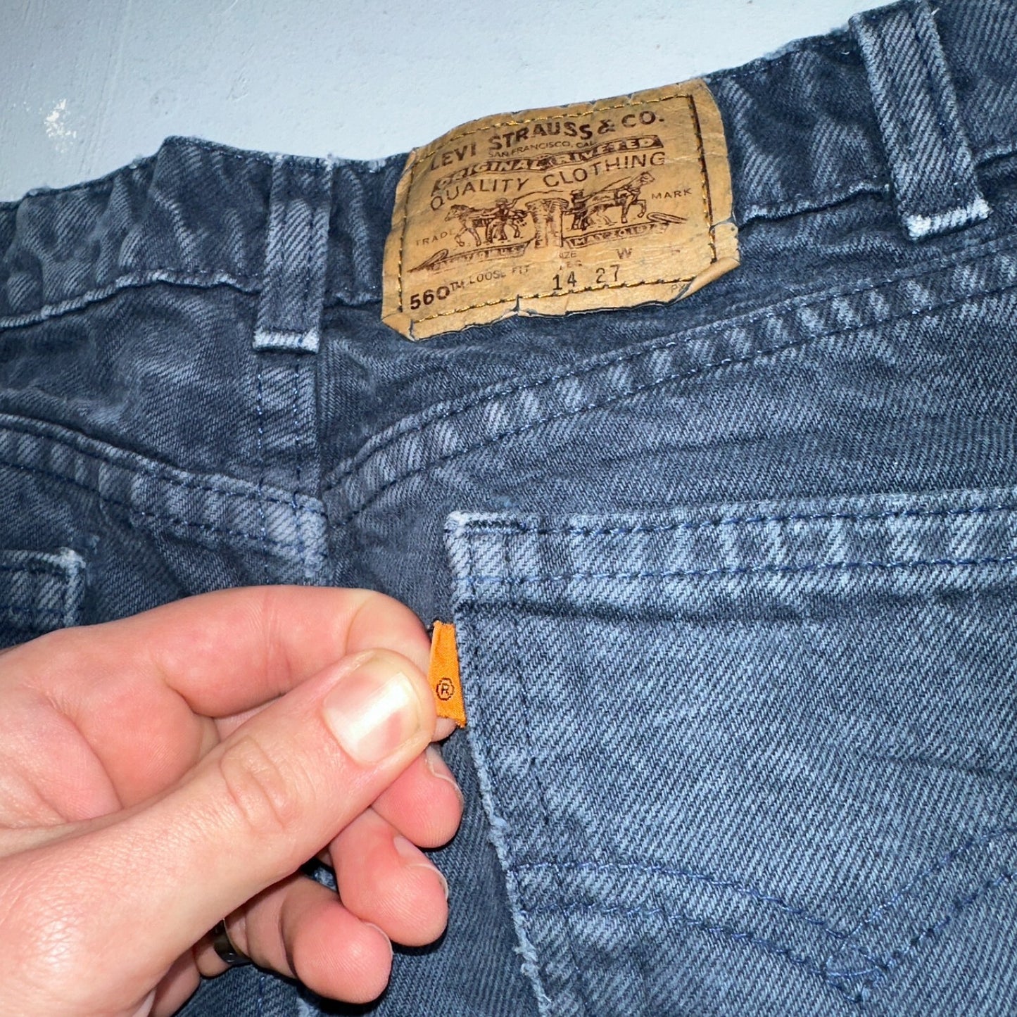 Levis 560 VTG Jeans Womens 14 Blue Wash Loose Straight Orange Tab Denim 25x26