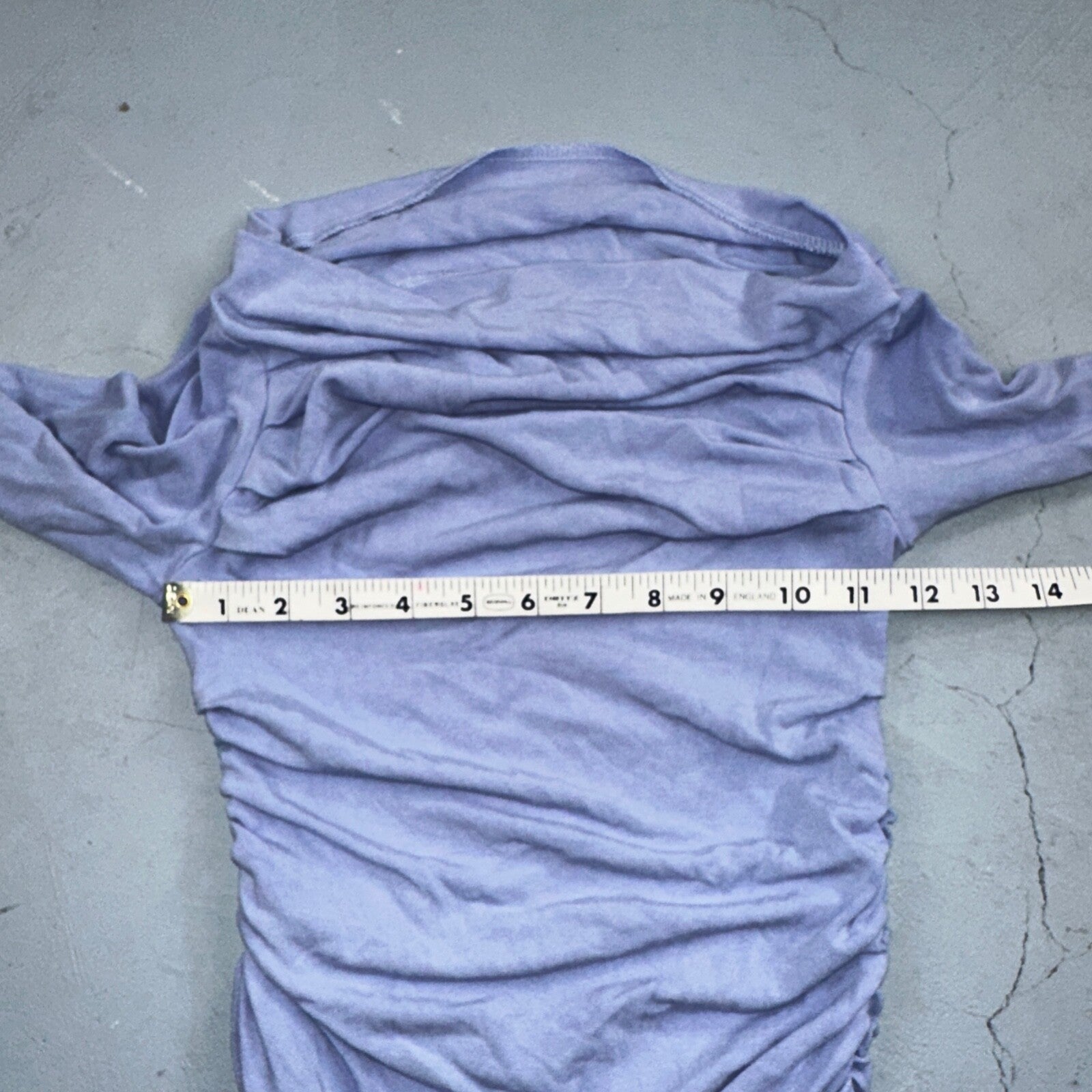 Rayon Blouse Womens S Purple Off Shoulder Crinkle Top Mesh Ruched Y2K