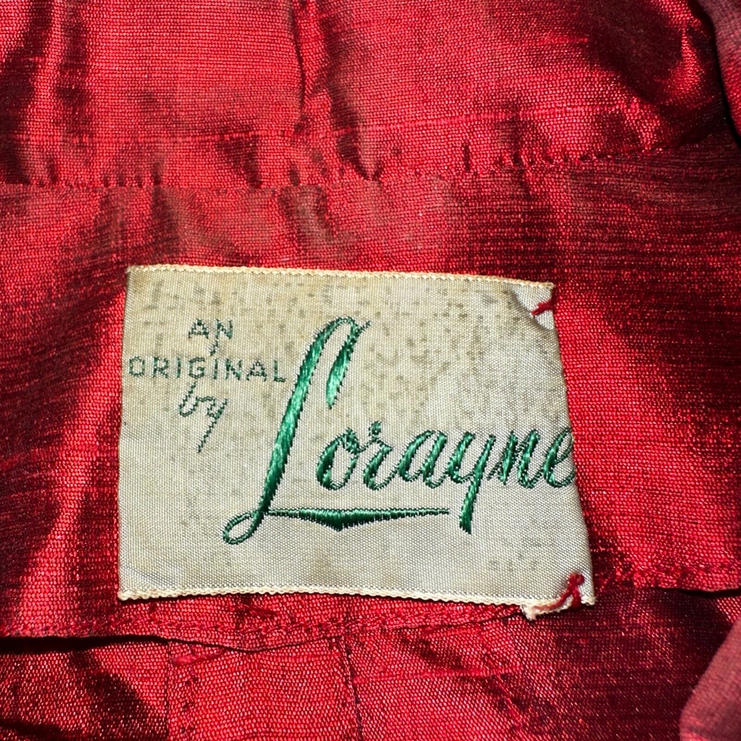 Real Vintage 1940s Lorayne Original Long Red Top Button Down Dress Women's 40s