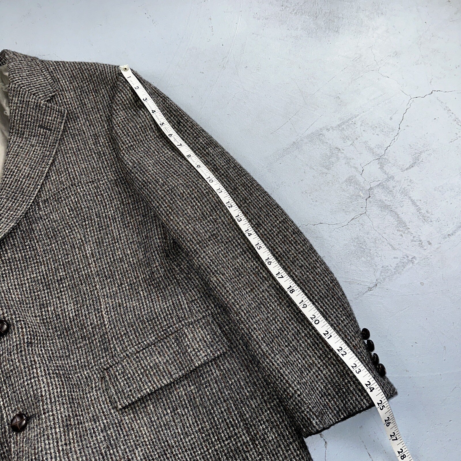 Norm Thompson VTG 80s Harris Tweed Preppy Wool Herringbone Blazer Jacket 42