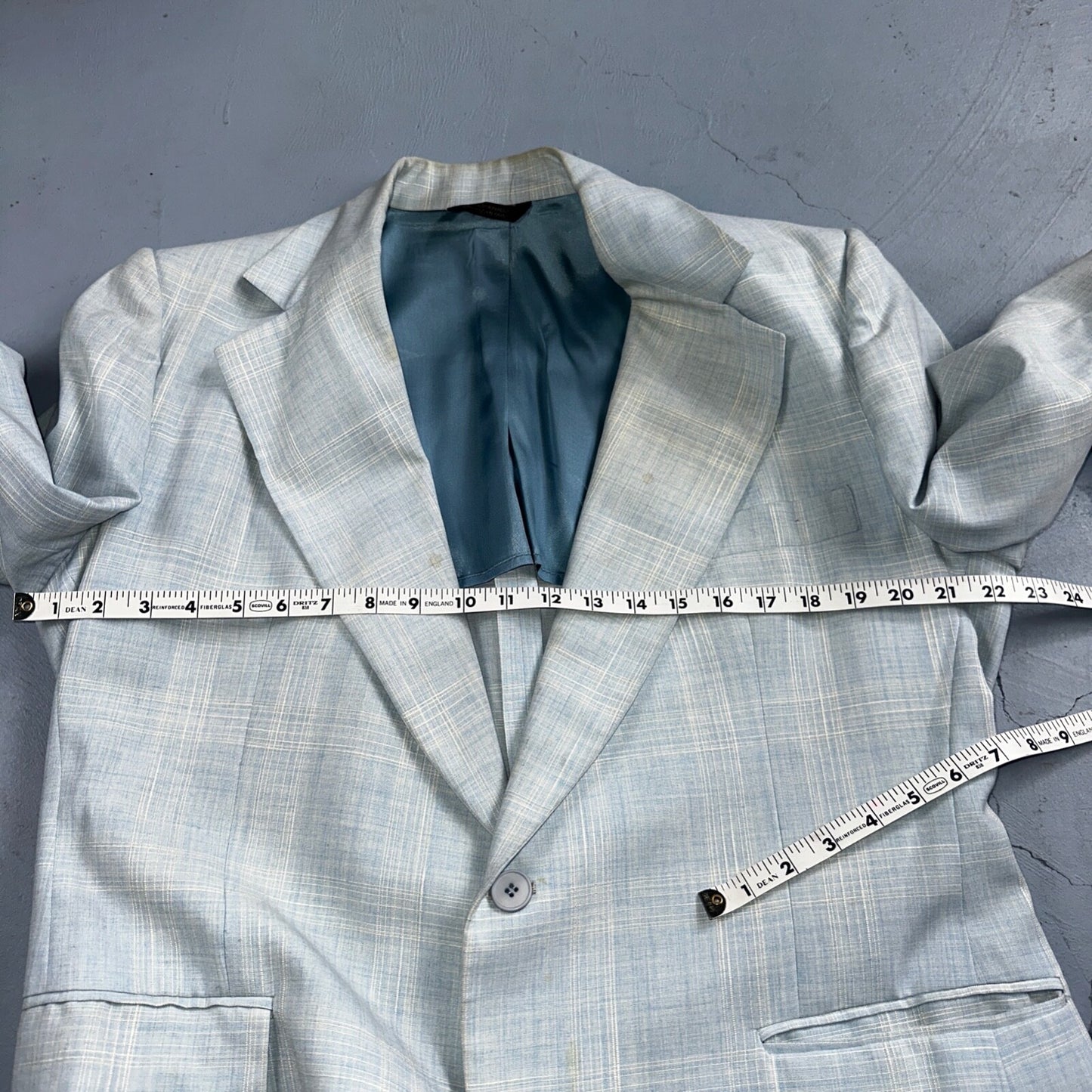 VTG Mens 3 PC Suit 44 Jacket Coat Pants Vest Plaid Rockabilly 70s Stained