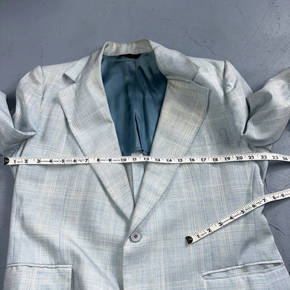 VTG Mens 3 PC Suit 44 Jacket Coat Pants Vest Plaid Rockabilly 70s Stained