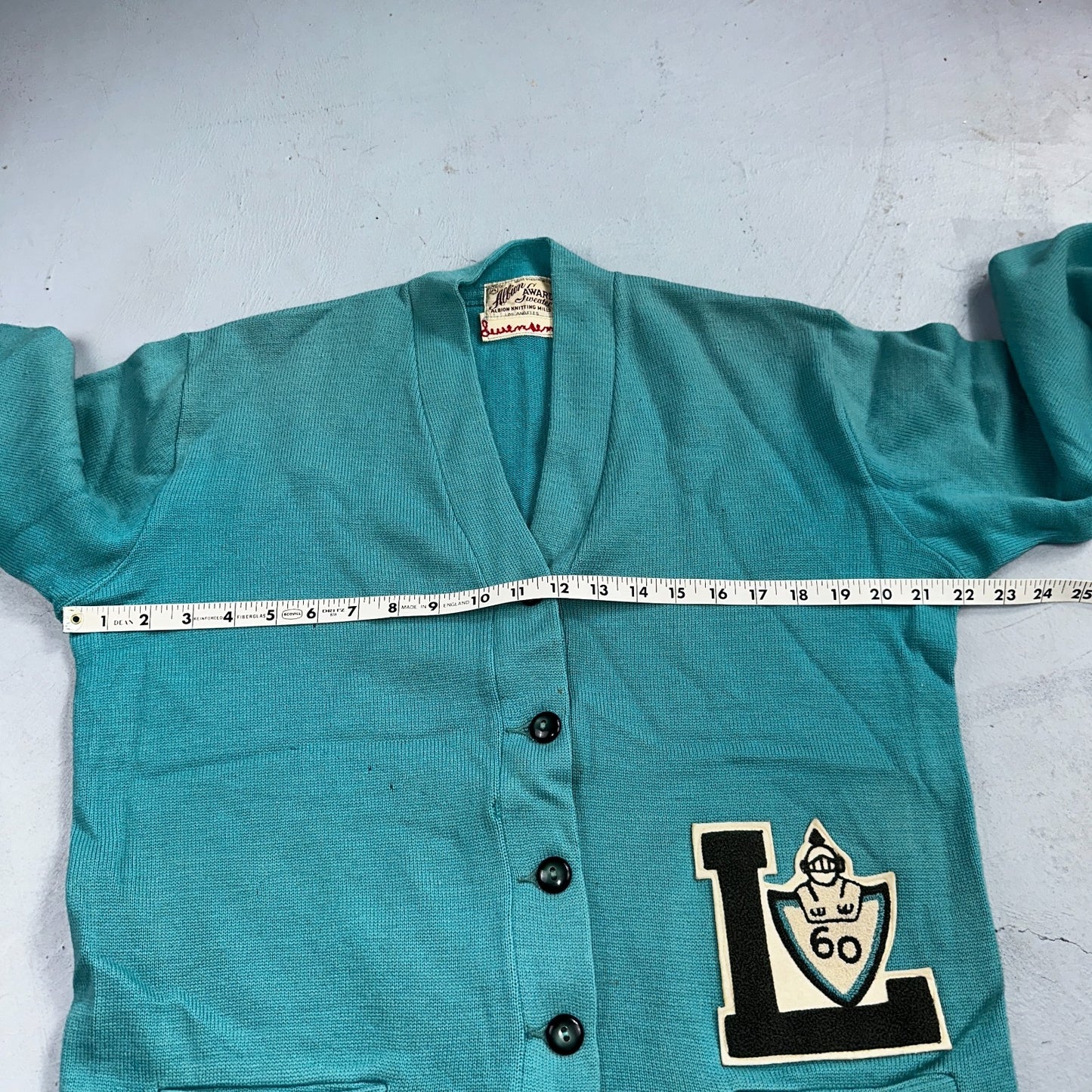 VTG Albion Award Sweater Varsity Letterman Button Cardigan Rockabilly UNC Knit